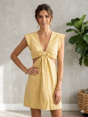 Jason Wu Soft Vegan Leather Yellow Shift Dress